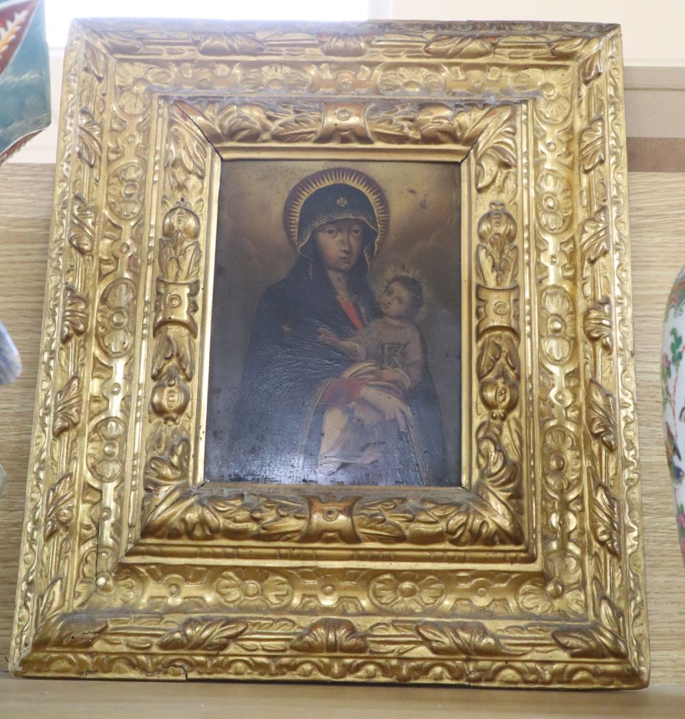 Giovanni De Marchi, oil on copper, Madonna and child, inscribed verso and dated 1888, 21 x 15.5cm